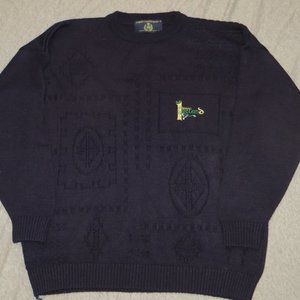 BLARNEY CASTLE DESIGNS || Navy Blue Embroidered Celtic Men’s Sweater || Size L
